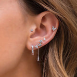 Fashion Minimal Piercing Earrings Set Sweet Flower Moon Star Stud Earrings