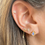 Fashion Minimal Piercing Earrings Set Sweet Flower Moon Star Stud Earrings