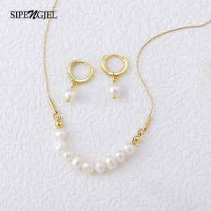 Freshwater Pearls Earrings Set for Women Non Fading Stainless Steel