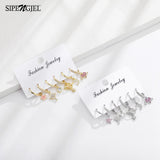 6Pc Set Love Heart Hoop Geometric Star Dangle Earrings Women Party Jewelry