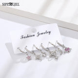 6Pc Set Love Heart Hoop Geometric Star Dangle Earrings Women Party Jewelry