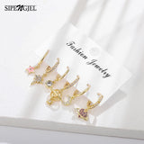 6Pc Set Love Heart Hoop Geometric Star Dangle Earrings Women Party Jewelry