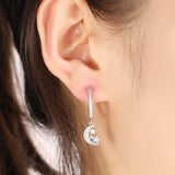 Moon Pendant Hoop Earrings Cz Zircon Huggie Earrings