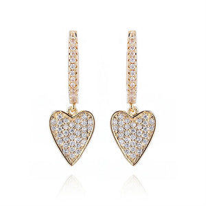 Love Heart Hoop Earrings Dangle Drop Romantic Jewelry
