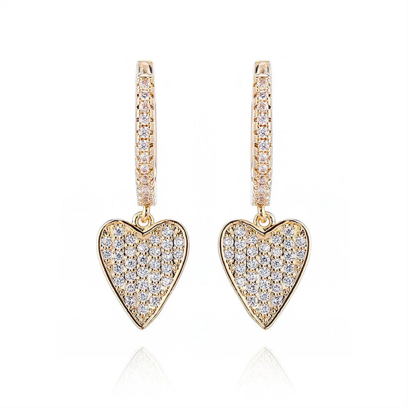 Love Heart Hoop Earrings Dangle Drop Romantic Jewelry