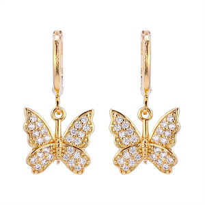 Cubic Zircon Butterfly Drop Earrings for Women