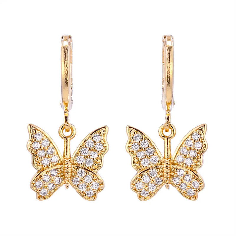 Cubic Zircon Butterfly Drop Earrings for Women