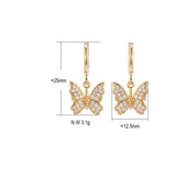 Cubic Zircon Butterfly Drop Earrings for Women
