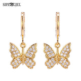 Cubic Zircon Butterfly Drop Earrings for Women