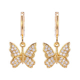 Cubic Zircon Butterfly Drop Earrings for Women