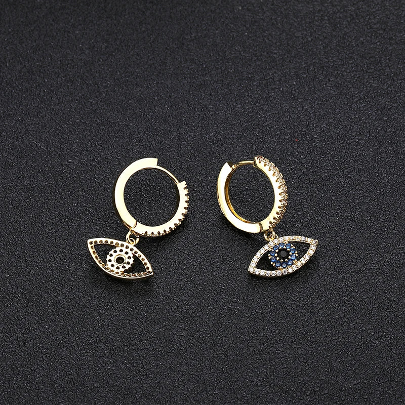 Cubic Zircon Turkey Lucky Eye Hoop Earrings for Women Plated Dangle Jewelry