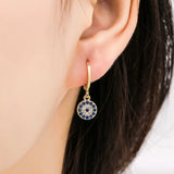 SIPENGJEL Zircon Evil Eye Pendant Earrings Mini Turkey Earrings For Women