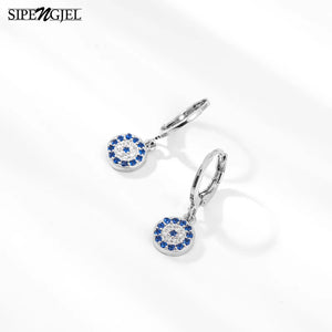 SIPENGJEL Zircon Evil Eye Pendant Earrings Mini Turkey Earrings For Women