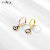 SIPENGJEL Zircon Evil Eye Pendant Earrings Mini Turkey Earrings For Women