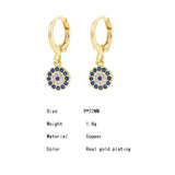 SIPENGJEL Zircon Evil Eye Pendant Earrings Mini Turkey Earrings For Women