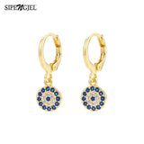 SIPENGJEL Zircon Evil Eye Pendant Earrings Mini Turkey Earrings For Women