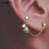 Bear Stud Earrings Crystal Star Tassel Drop Earrings Statement Jewelry Gift