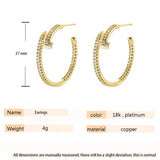 Geometric Nail Stud Earrings Punk Big Circle Piercing Earrings For Women