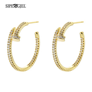 Geometric Nail Stud Earrings Punk Big Circle Piercing Earrings For Women