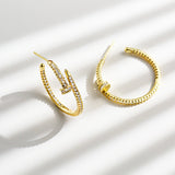 Geometric Nail Stud Earrings Punk Big Circle Piercing Earrings For Women