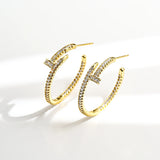 Geometric Nail Stud Earrings Punk Big Circle Piercing Earrings For Women