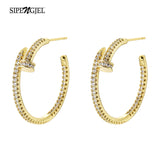 Geometric Nail Stud Earrings Punk Big Circle Piercing Earrings For Women