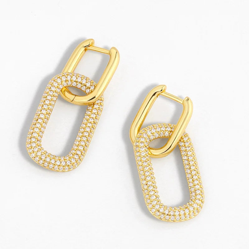 Geometric Oval Drop Earrings Punk Rectangle Hip Hop Earings