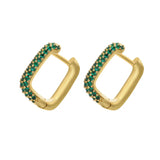 Geometric Square Hoop Earrings Cubic Zircon Punk Huggie Jewelry