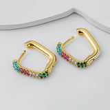 Geometric Square Hoop Earrings Cubic Zircon Punk Huggie Jewelry