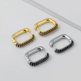 Geometric Square Hoop Earrings Cubic Zircon Punk Huggie Jewelry