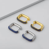 Geometric Square Hoop Earrings Cubic Zircon Punk Huggie Jewelry