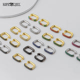 Geometric Square Hoop Earrings Cubic Zircon Punk Huggie Jewelry