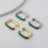 Geometric Square Hoop Earrings Cubic Zircon Punk Huggie Jewelry