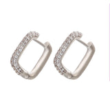 Geometric Square Hoop Earrings Cubic Zircon Punk Huggie Jewelry
