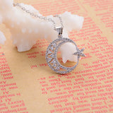 Silver Moon Star Pendant Necklace Crescent Clavicle Chain Choker