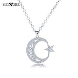 Silver Moon Star Pendant Necklace Crescent Clavicle Chain Choker