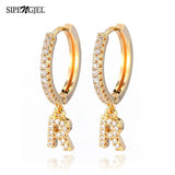 SIPENGJEL Initials A-Z Drop Hoop Earrings Women Punk Dangle Jewelry Gift