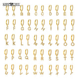 SIPENGJEL Initials A-Z Drop Hoop Earrings Women Punk Dangle Jewelry Gift