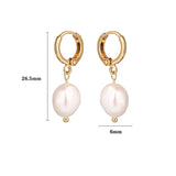 Korea Baroque Pearl Dangle Earrings for Women, Freshwater Pearls Hoop Jewelry