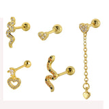 Snake Ear Piercing Set for Tragus Cartilage Earrings