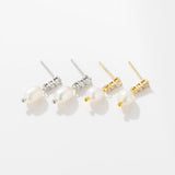 Natural Freshwater Pearl Drop Earrings Zircon Korea Style