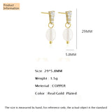 Natural Freshwater Pearl Drop Earrings Zircon Korea Style