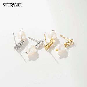 Natural Freshwater Pearl Drop Earrings Zircon Korea Style