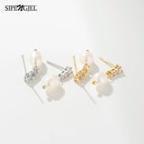 Natural Freshwater Pearl Drop Earrings Zircon Korea Style