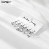 Zircon Crystal Drop Hoop Earrings Set Star Moon Pendant Earrings