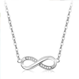 SIPENGJEL Silver Infinity Necklace Love Pendant Short Chain Necklaces For Women