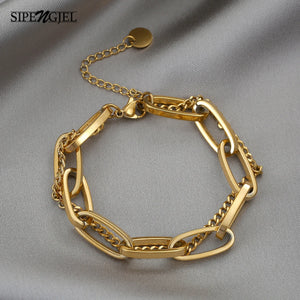 SIPENGJEL Metal Thick Chain Bracelets for Women