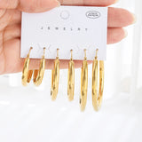 SIPENGJEL Thick Smooth Metal Hoop Earrings Set Women Small Big Circle Jewelry