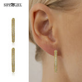 Zircon Plated Hoop Earrings for Women Metallic Ear Hoops Piercing Jewelry