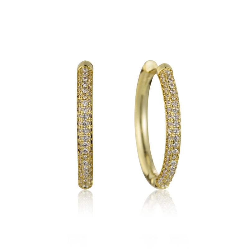 Zircon Plated Hoop Earrings for Women Metallic Ear Hoops Piercing Jewelry